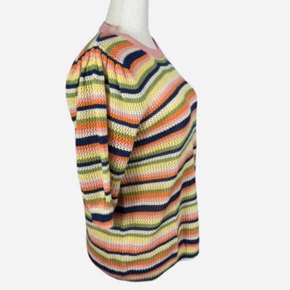 ELOQUII Elements Puff Sleeve Stripe Crochet Knit Sweater EUC (Size 18/20) - Picture 7 of 16
